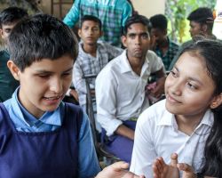 Interacting with the children at Jayati Bharatam