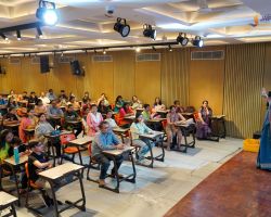 Principal Promini Chopra Ma'am welcoming new students and parents