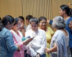 Principal Mrs. Promini Chopra Ma'am checking the results with students and parents