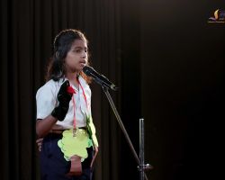 Student narrating a story