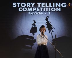Student narrating a story