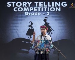 Student narrating a story
