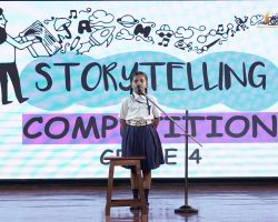 Student narrating a story