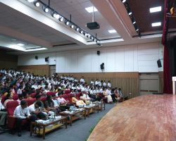A wide shot of our packed auditorium