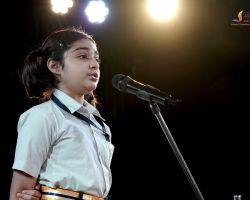 Student narrating a story