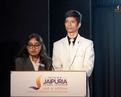 Our head girl and head boy addressing the audience