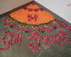 Vibrant rangoli made by students